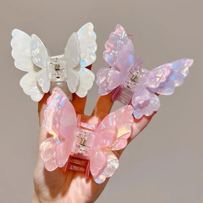 Fashion Colorful Fairy Butterfly Hair Claw Acetate Princess Butterfly Crab Hair Clips Women Girls Hairpin Hair Accessories Gift