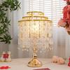 Table Lamp Crystal Glass Bedside Lamp Home Table Lamp Lampshade with Round Stand Elegant Modern for Bedroom Living Room Decor