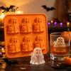 Large Ice Cube Maker Ghost Mold, 6 Cavity Silicone Tray, 3D Shaped Shape Flexible Maker, for Halloween Whisky Cocktails Easy Release Mold