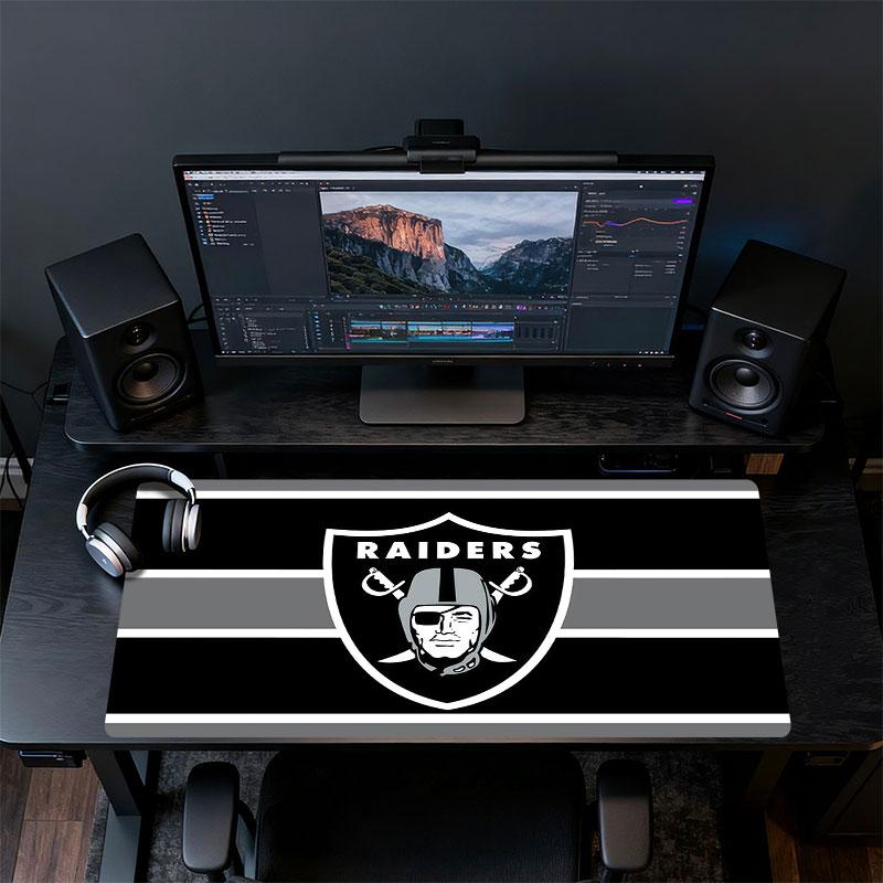 Las Vegas Raiders Mauspads, Große Gaming-Schreibtischmatte, Rutschfestes XXL-Mauspad für Laptop & Tablet, Mini-PC-Spielmatte mit genähten Kanten