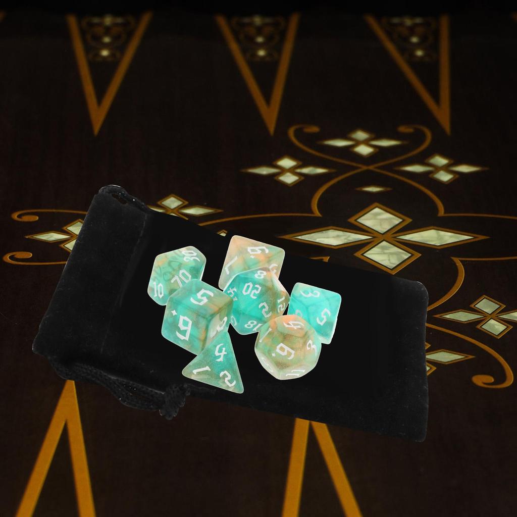 Acrylic Polyhedral Dices Set Toys D8 D10 D12 D20 with Pouch for DND RPG Role Playing Board Game