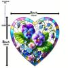 Colorful Gilly flower Heart-Shaped Suncatcher - Stained Glass-Style Glass Effect with Vibrant Floral Design, Perfect for Home & Garden Decor, Ideal fo