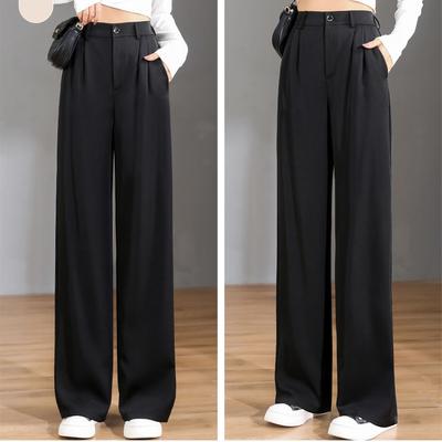 Women's Loose Spring Summer 2024 New High Waist Wide Legs Slim Casual Trousers Korean Fashion Trend Female Suit Straight Pants