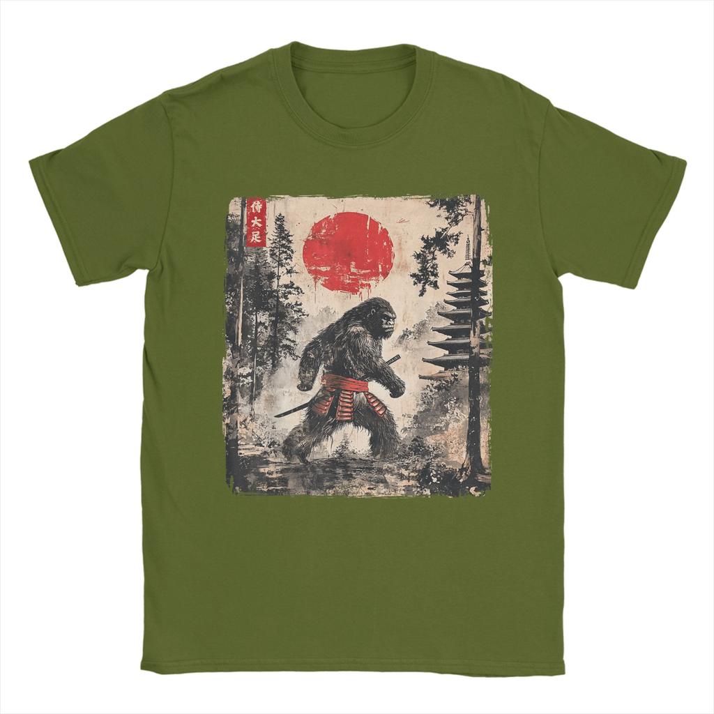 Samurai Bigfoot Japanese Graphic Ukiyoe Funny T-Shirt for Men  Novelty Tee Shirt Crewneck Short Sleeve T Shirt New Arrival Tops