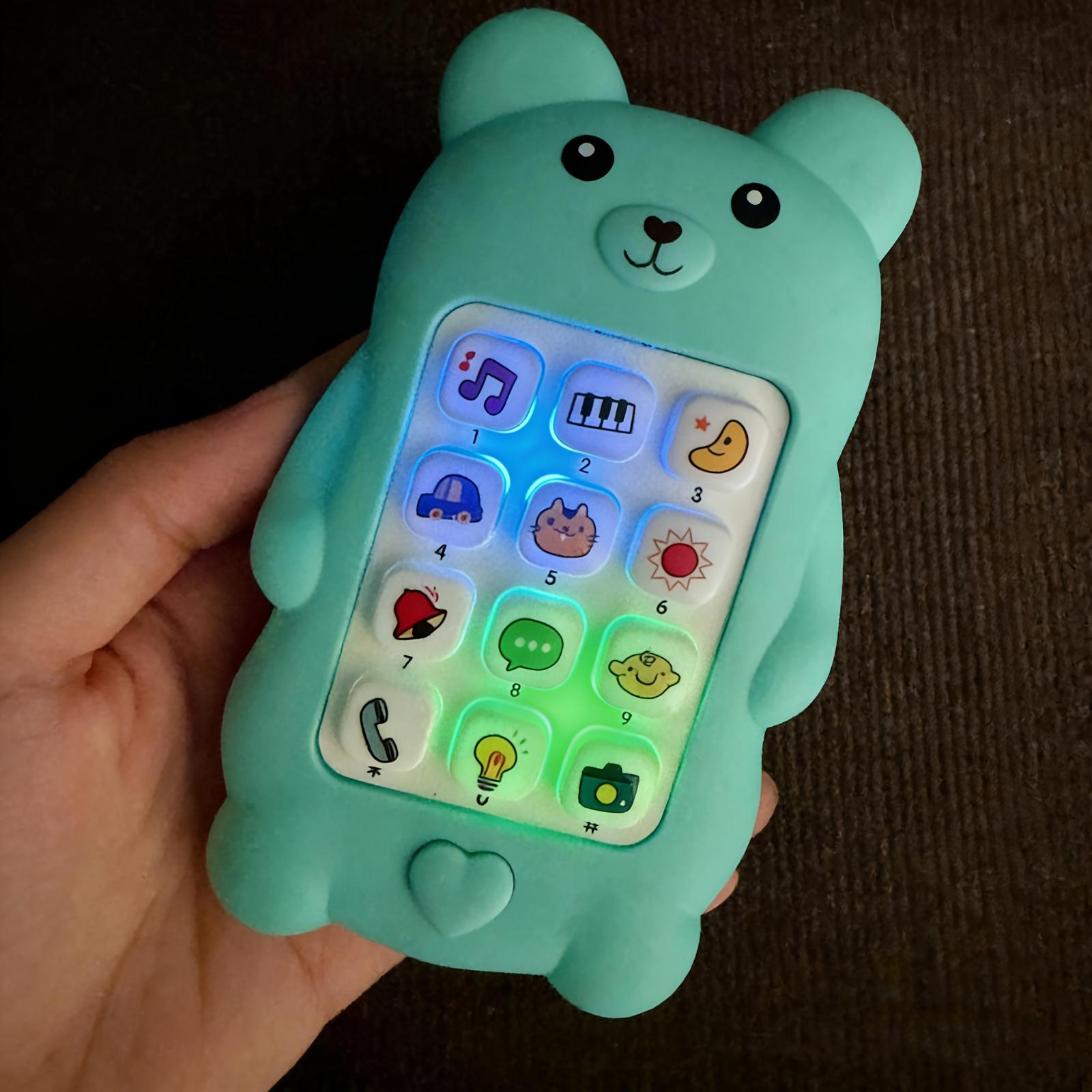 

Interactive Baby Toy Phone with Bear Design Light and Sound Effects Educational Learning Toy for Toddlers Early Development One Size зелёный