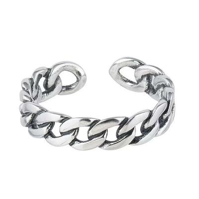 S925 Unregelmäßiger Boho-Modeschmuck Sterlingsilber Geometrisch Verstellbar Kleines Kreuz Vintage-Charm Antiker Damenring