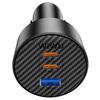 WIWU Wi-CC026 PD 200W Fast Charging Adapter for Vehicle USB A + Dual Type C 3 Ports Car Charger