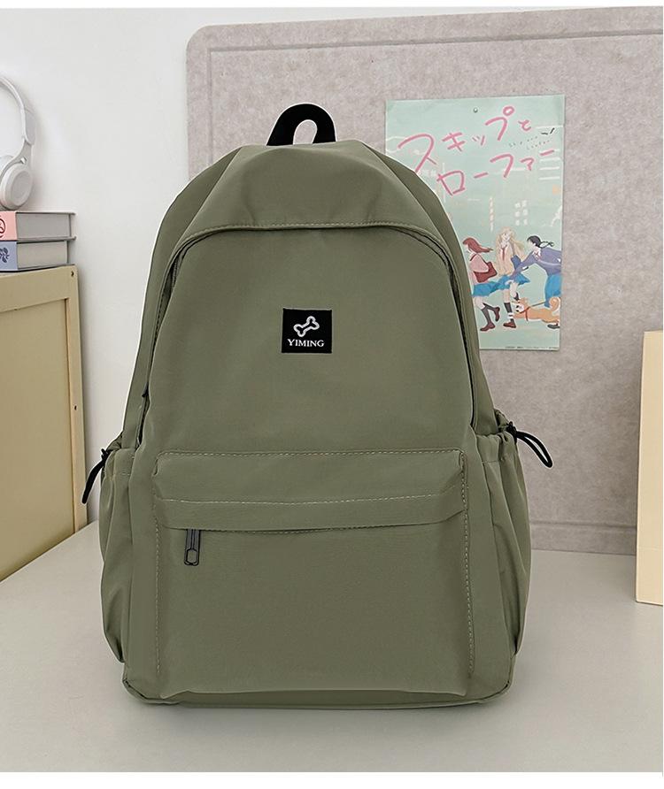 

New Harajuku Solid Color Backpack Academy Junior High School Student School Bag Outdoor Travel Backpack зелений