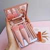 5-Piece Portable Makeup Brush Set with Mirror - Includes Eyeshadow, Powder, Blush, and Travel Brushes