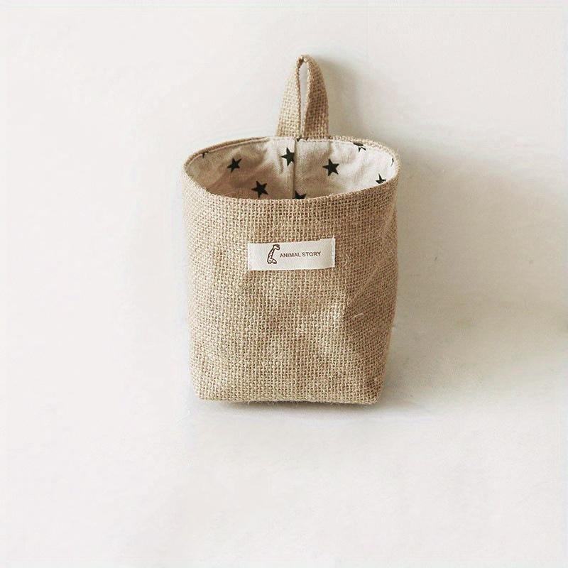 1 Stück Wandmontierte Aufbewahrungstaschen aus Baumwolle und Leinen - Organisieren und Sortieren Sie Ihre Wohnmöbel mit Leichtigkeit
