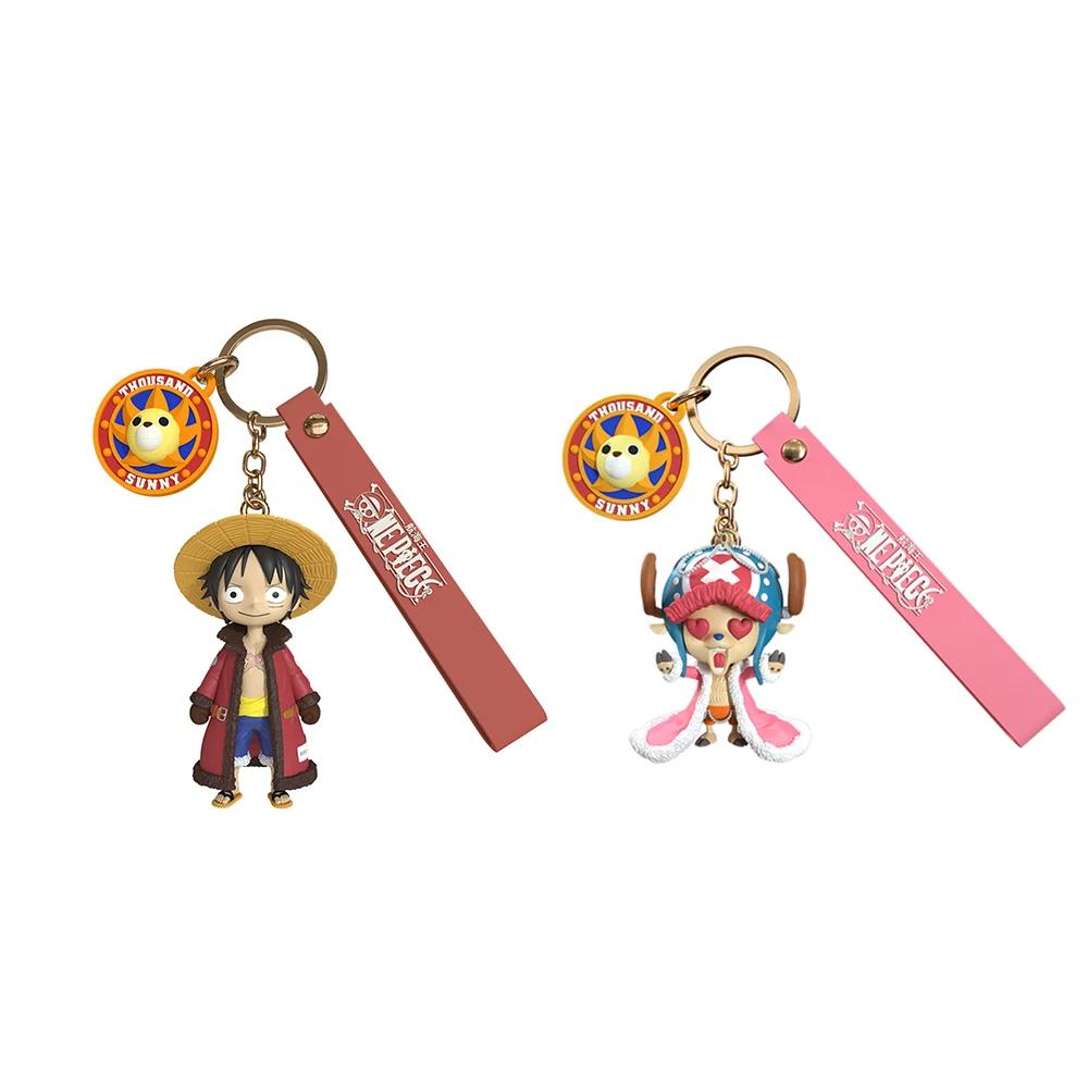 Genuine One Piece Anime  Keychain Cartoon Role Monkey D. Luffy Chopper Cute Key Chain Kawaii Bag Pendant Toy Xmas gift