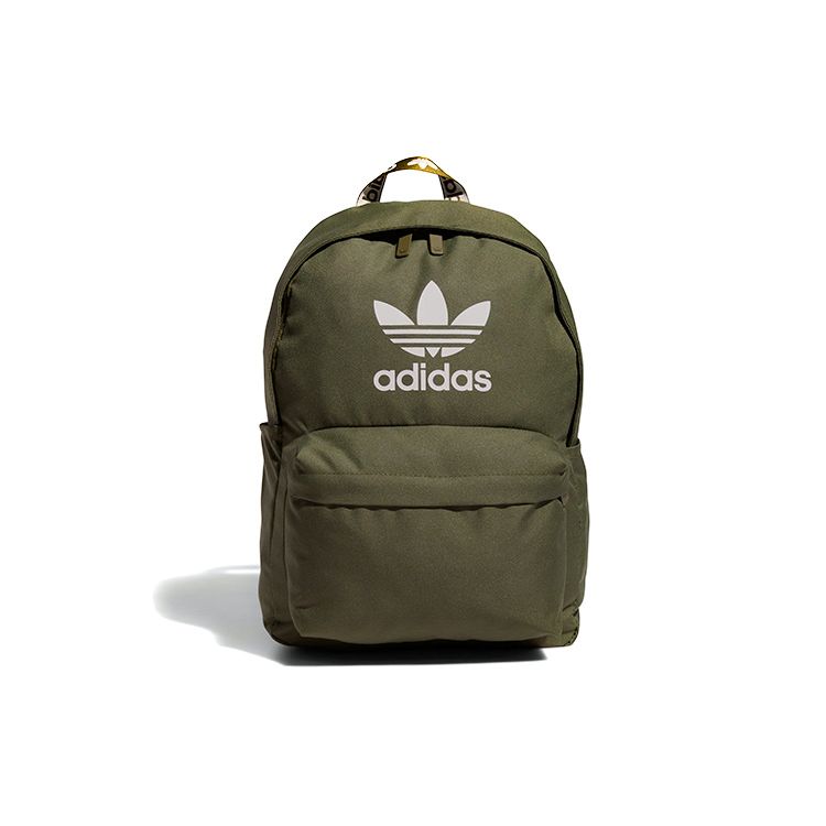 

Adidas Originals Three Stripes Sports Casual Zipper Polyester Backpack Unisex Backpacks Dark-Olive-Green HK2624 Dark Olive Green