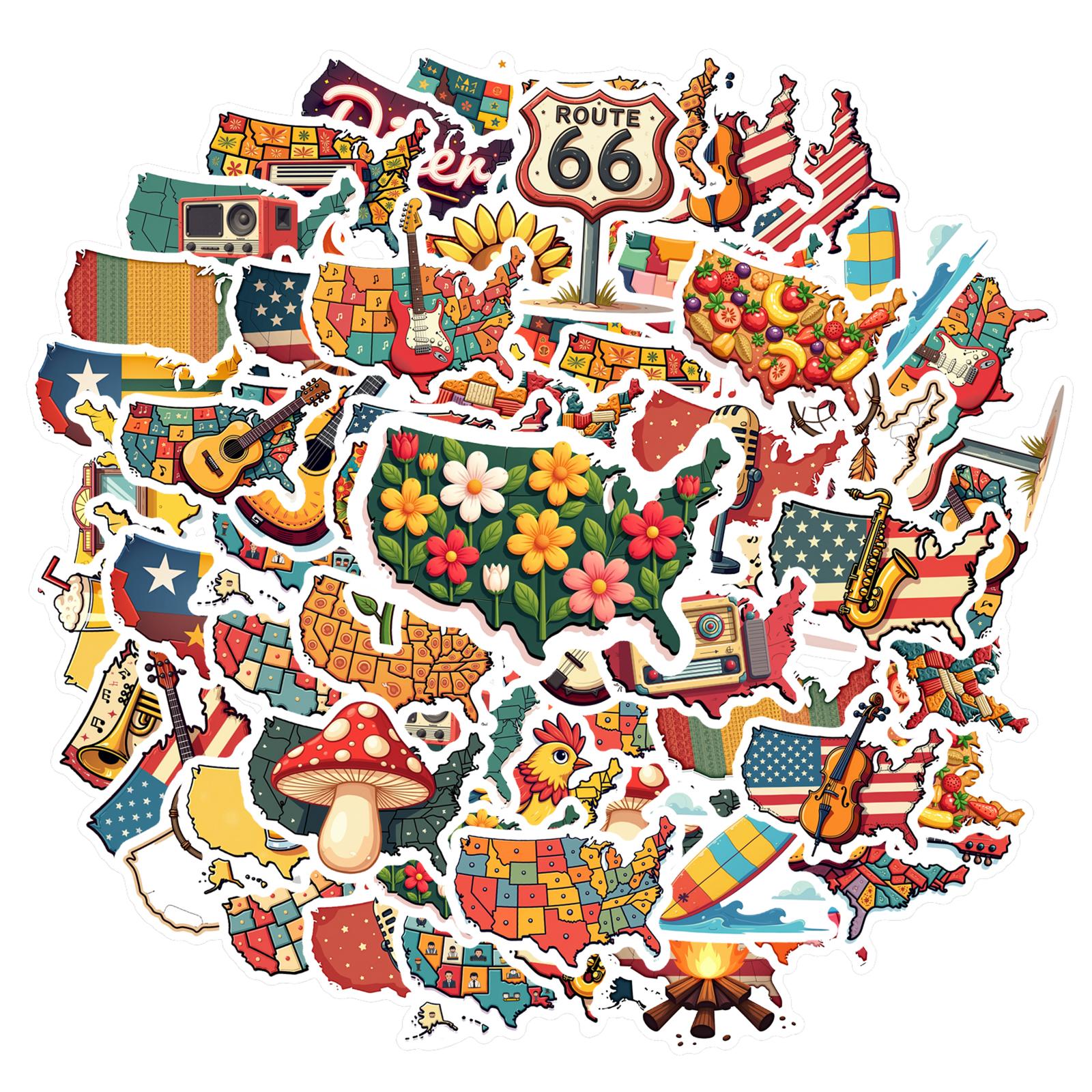 

35pcs-50pcs Cartoon Travel Decals Vintage Vintage Americana Stickers Travel Stickers For Phone Laptop Car Sticker