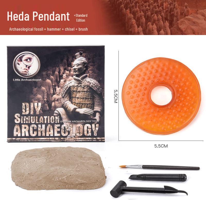 Archaeology Adventure: Kids Dig Kit with Terracotta Army, Jade Pendant & Yuanbao Stones 16.5*4.8*16cm - 300g
