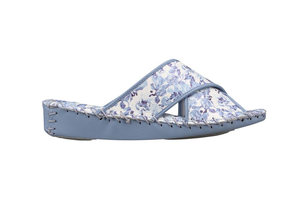 Pansy 9304 Indoor Slippers with Floral Size Blue Women's Hand-Knitted Print, Small,