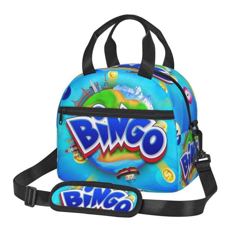 Custom Best Play Bingo Game for Bingo Players Insulated Lunch Bag Reusable Thermal Leakproof Bento Bags with Shoulder Strap