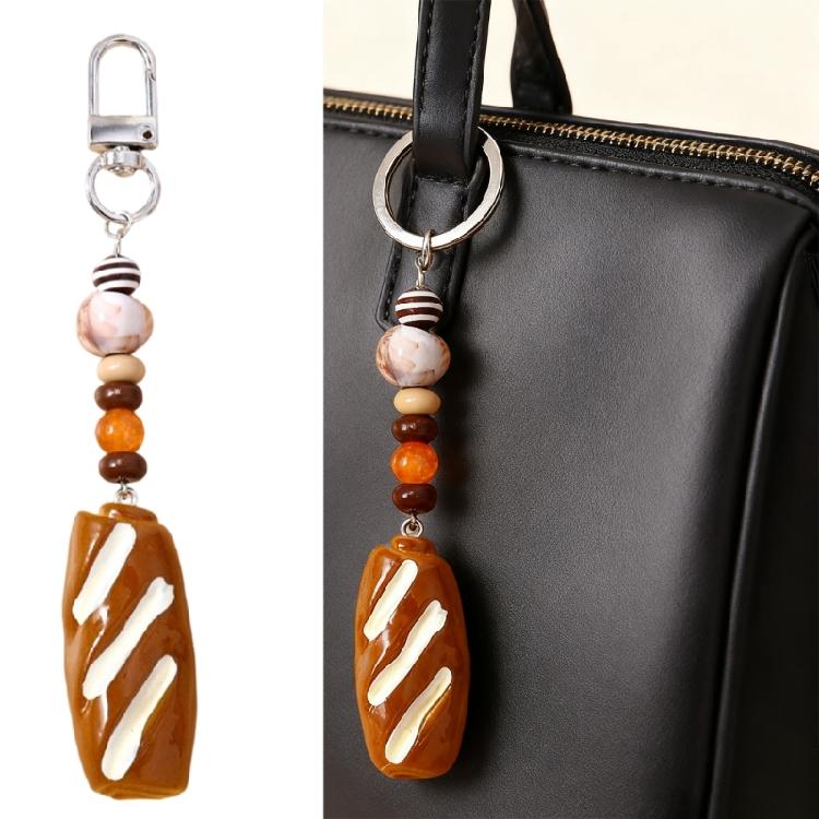 Bread Shaped Keyring Realistic Food Charm Fashionable Key Holder Fun Decoration For Backpacks Handbag