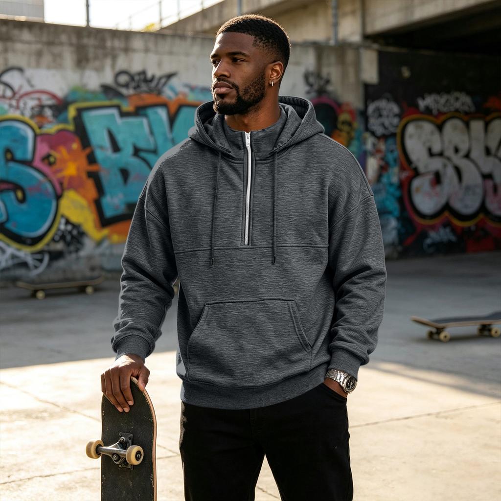 Men's Lined Hoodie Casual Loose Fit Pullover