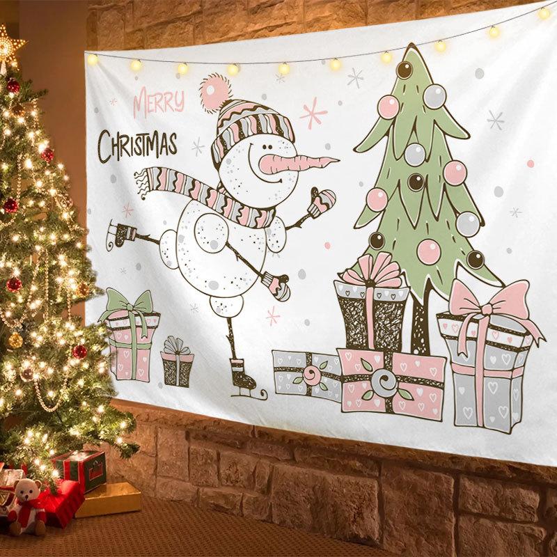 Christmas Tapestry Wall Mount Santa Claus Christmas Tree Fireplace Elk Tapestry Bedroom Living Room Dormitory Wall Decoration