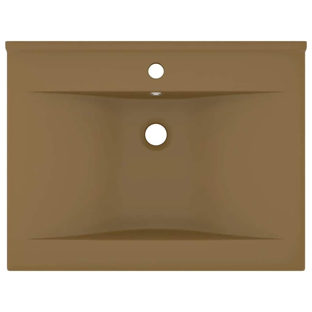 Luxury Wash Basin with Faucet Hole Matte Cream 60x46 Cm Ceramic