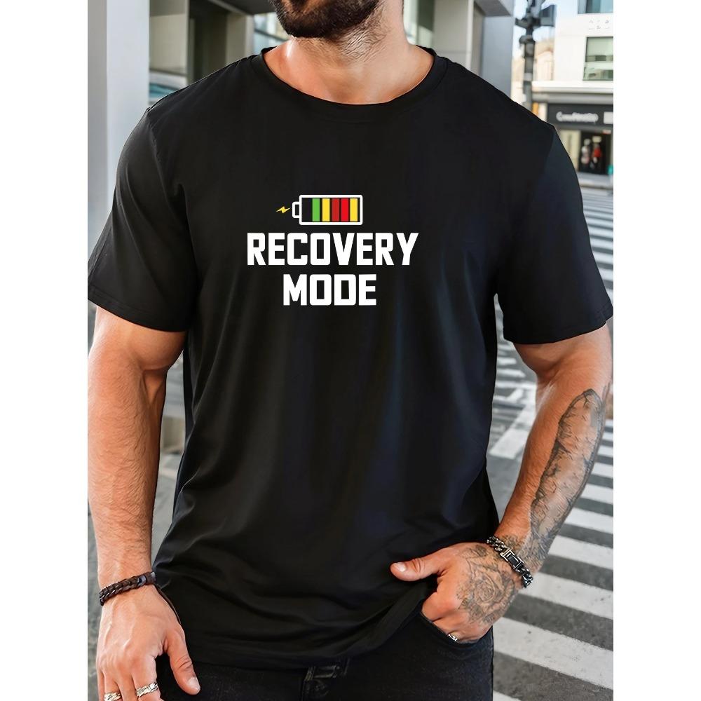 

Mens RECOVERY MODE pattern summer casual crew neck short T-shirt XXXXL темно-синий