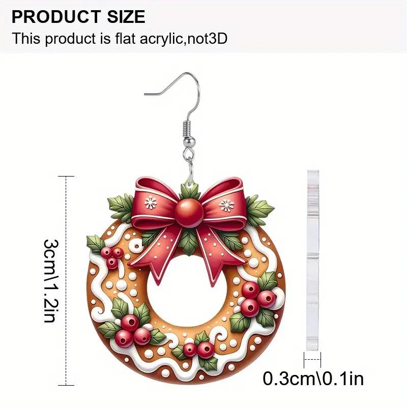 New Year's New Cookie Wreath Acrylic Earrings, Festive Retro Atmosphere Decorative Versatile Earrings