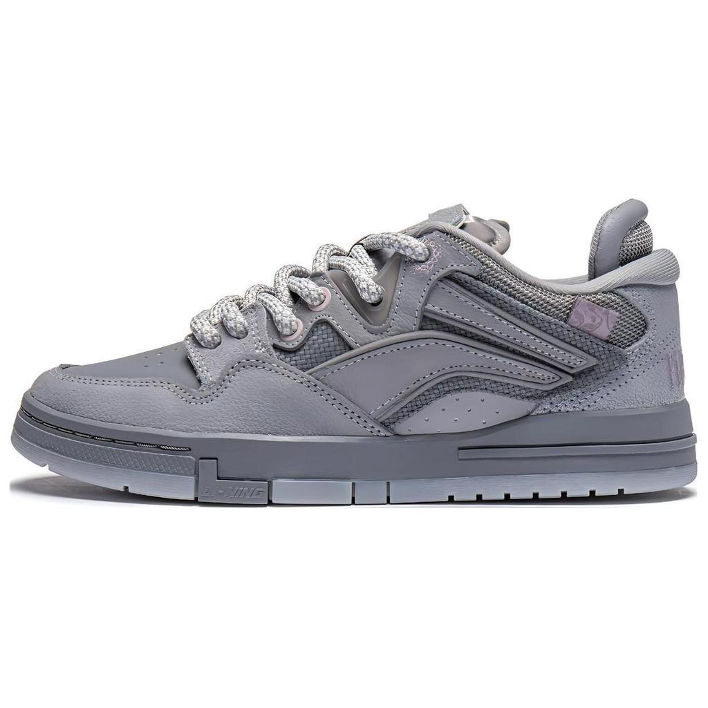 Li Ning X PLEASURES Wear Resistant And Lightweight Low Top Skateboard Shoes Women's Gray AECT066-2