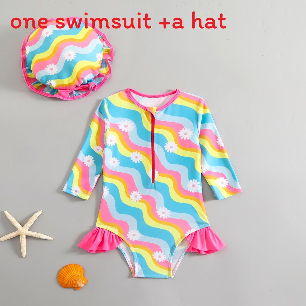 Girls Cartoon Swimsuit With Quickdry Polyester For Water Play And Sun Protection