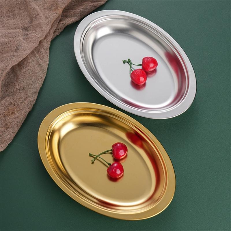 Elegante ovale Edelstahlplatte zum Dämpfen von Fisch, für Vorspeisen oder Desserts im Haushalt, Serviertablett, Essteller