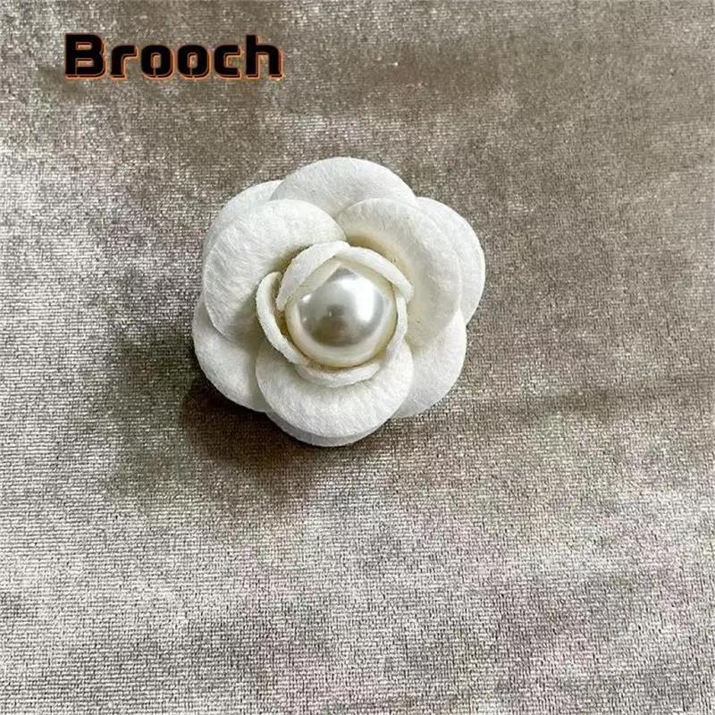 Kamelie Perle Schleife Brosche Schwarz Weiß Stoff Trauer Anstecknadel Hochwertig Französisch Elegant Tasche Kleidung Schal Accessoires Brosche