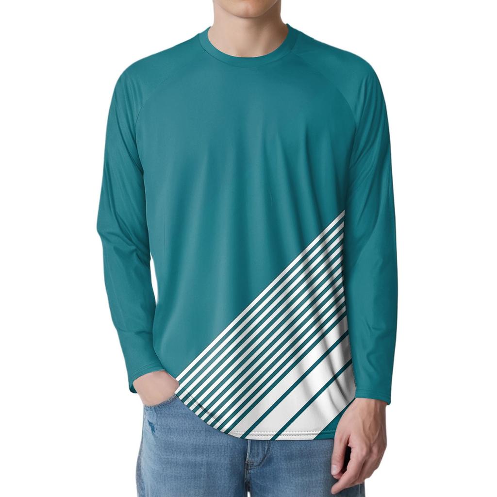 Men's Fashion Printed Raglan Long Sleeve Sports Top