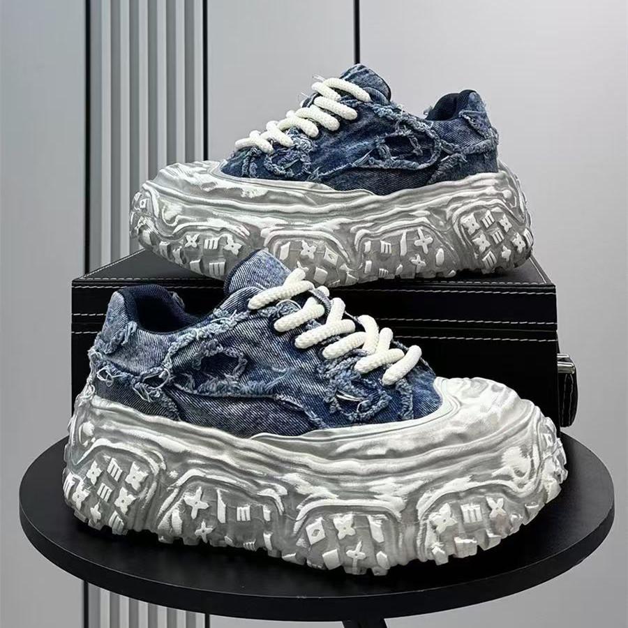 

Summer sports casual shoes platform heightening denim dad trendy shoes 39 standard sports code синий