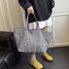 Contrast Color Plaid Shoulder Bag Large Capacity Tote Bag