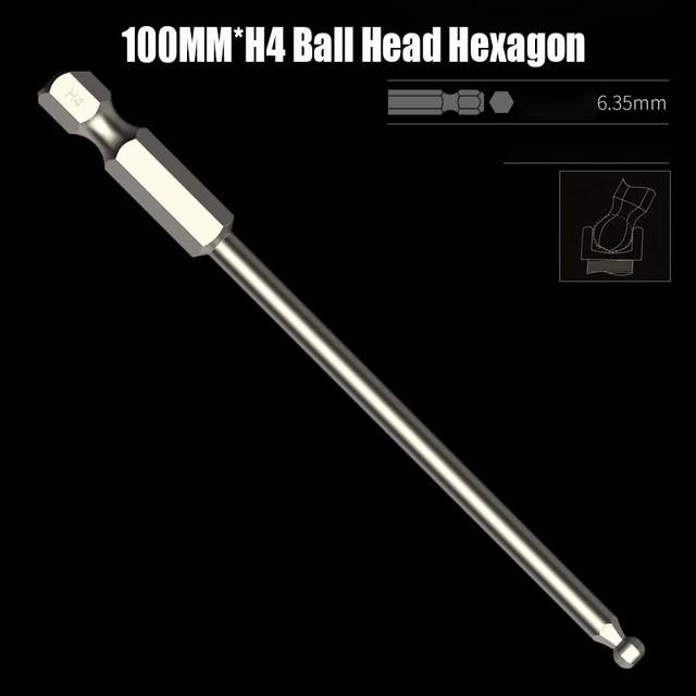 1pc Ball End Hex Screwdriver Bit Metric Hex Bit 100mm Long Magnetic Driver Bit