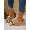Summer Open-toe Wedge Slippers Women's 2025 New Plus-size Muffin Platform Lace Sandals