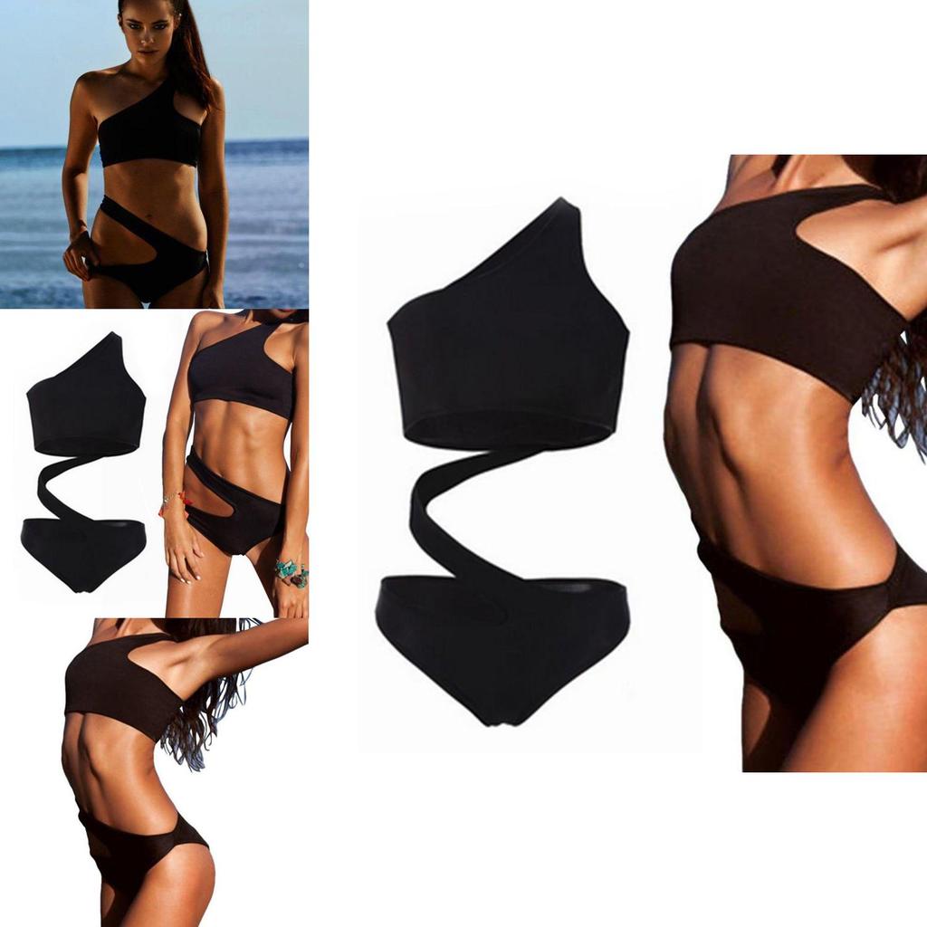 Elegant Sexy One Piece Women Hollow Swimsuit Bikini With Padded Swimwear Shoulder