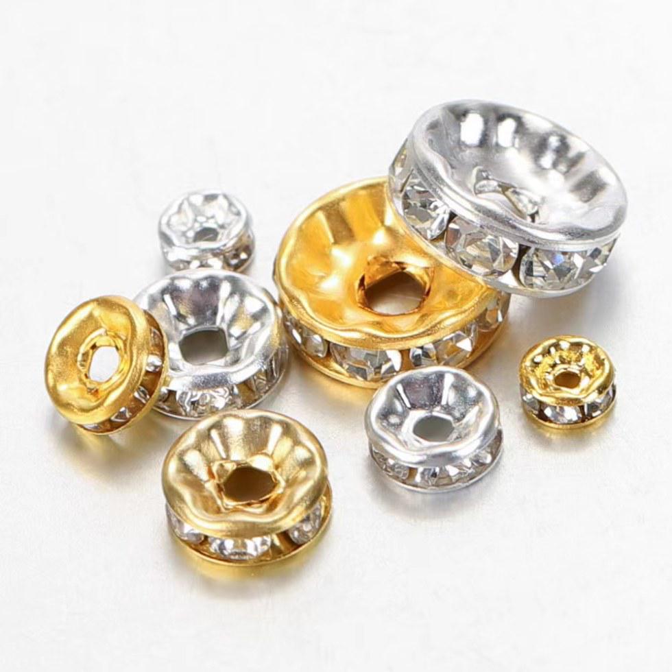 Diamond Rhinestone Spacer Beads: Handmade Bracelet String with 2 Flower Rods
