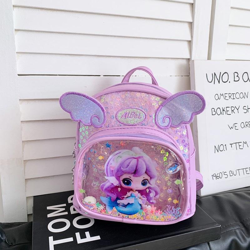 

Sequined Princess Kids Backpack - Cute, Lightweight, Cartoon Preschool Bag for Children One Size фіолетовий