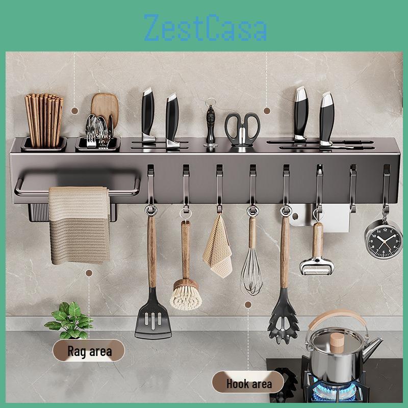 Knife Kitchen Wallmounted Nodrill Modern And Utensil Storage Rack