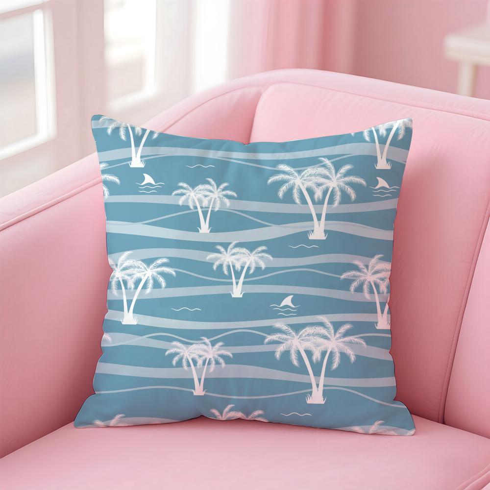 Plam Trees Flowers Cushion Cover Soft Plush Throw Pillow Cushion CoverDoubleSided Printed Pillow Case for Sofa Home Decor