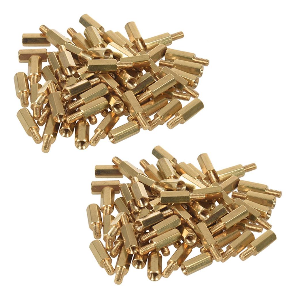 ABBY-100 Pcs M3 Male X M3 Female 11Mm Length Brass Screw Thread PCB Stand-Off Spacers