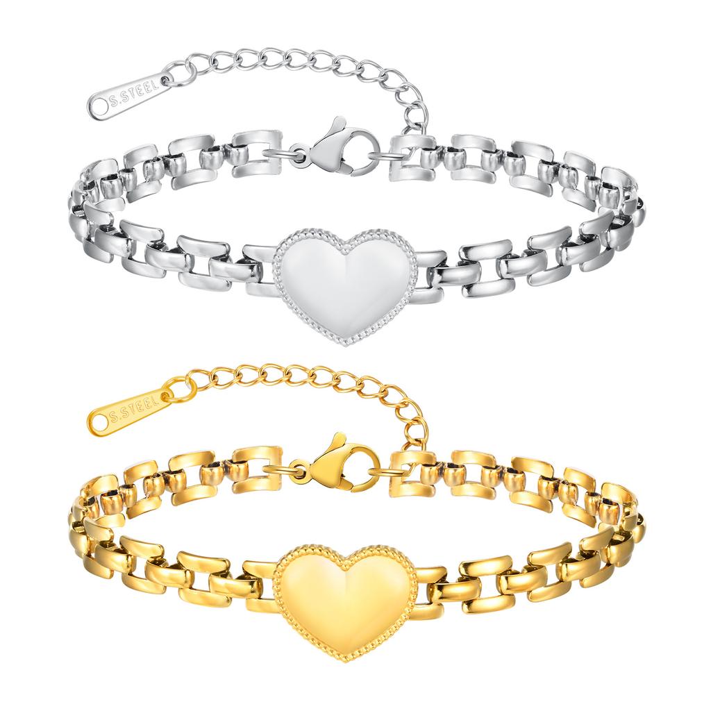 Vnox Edelstahl Liebes-Handgelenkband für Damen Gold Silber Farbe Armband Kette Armbänder Mädchen Herz Schmuck Mädchen Mama Geschenk