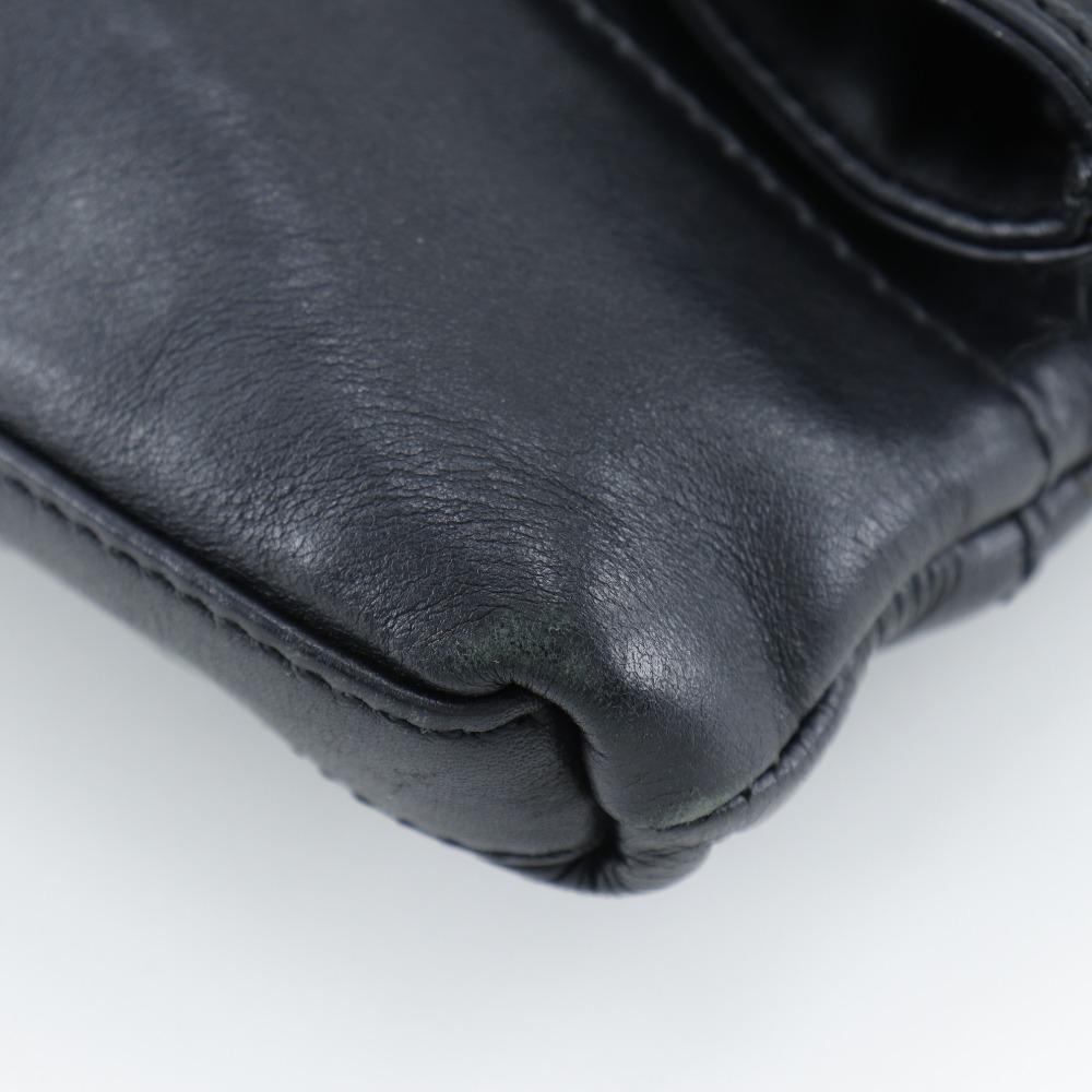 Tory Burch logo Shoulder Bag 2-way clutch black Calfskin Women Used