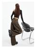 Women's Coffee Wide-Leg Jeans: Curved Cut, 2025 Fall/Winter, Loose, Slimming, Versatile, Floor-Length.