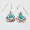 Natural Turquoise Earrings, Bohemian Earrings, 925 Sterling Silver Earrings, Oval Turquoise Earrings, Gift for Sister, Birthday Earrings