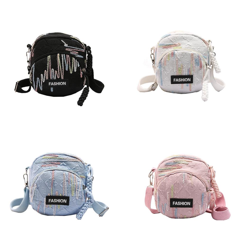 Canvas Small Crossbody Bag For Women With Zipper Pocket And Key Clip In Street Style