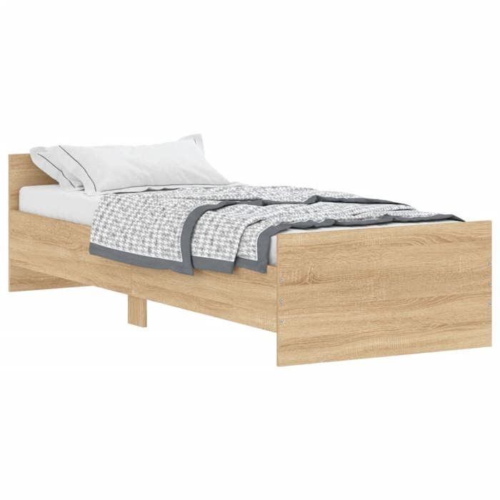 VidaXL Cadre de lit chêne sonoma 75x190cm petit simple bois ingénierie 835948
