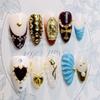 10Pcs 3D Beautiful Handmade Manicure Press On Nails, Acrylic Fake Handpainted Flowers Custom Design Adhesive Nail File Set