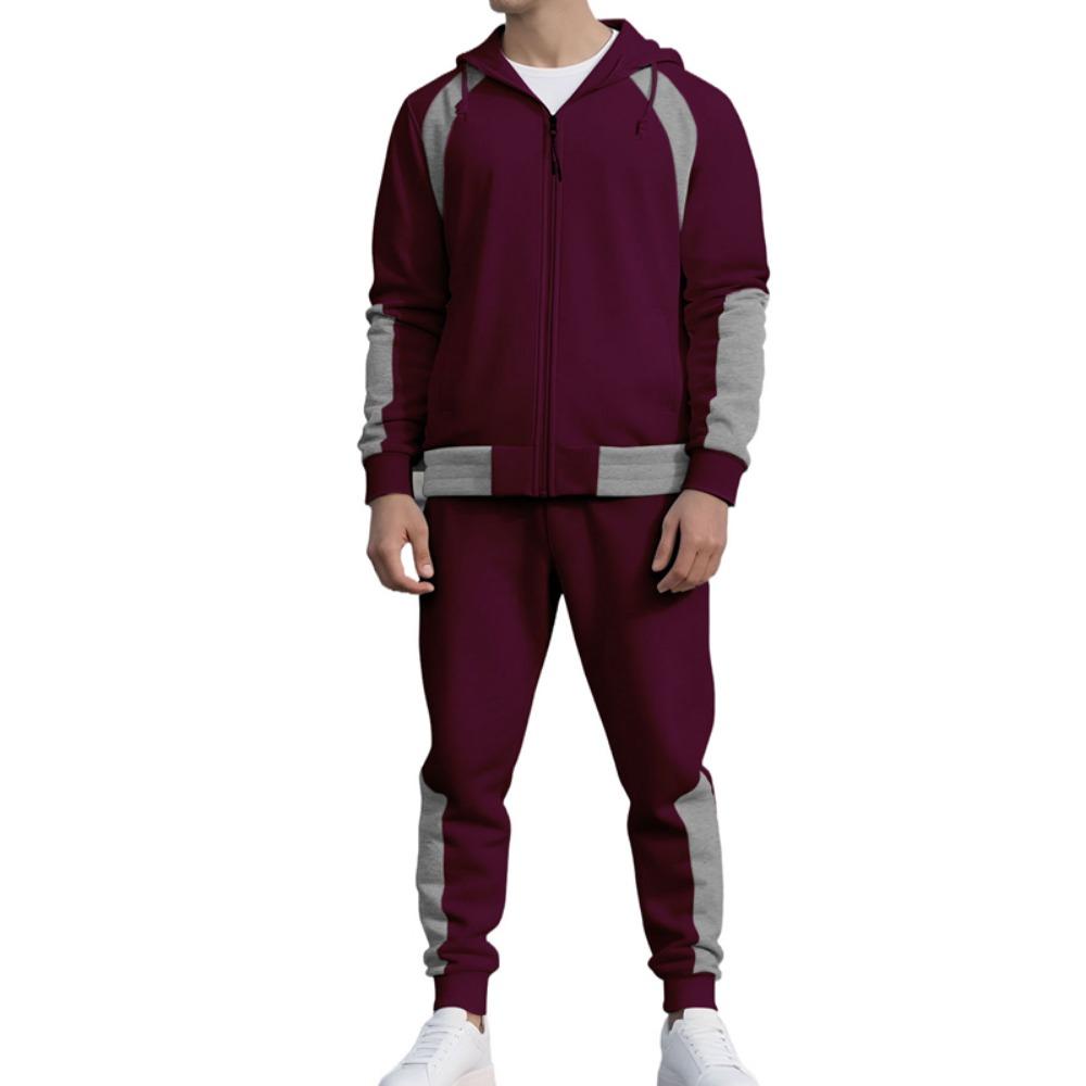 Conjunto de Fato de Treino Masculino com Capuz Outono Inverno 2025 Jaqueta com Zíper e Calças Conjunto de 2 Peças Roupa Casual Desportiva Conjuntos Masculinos