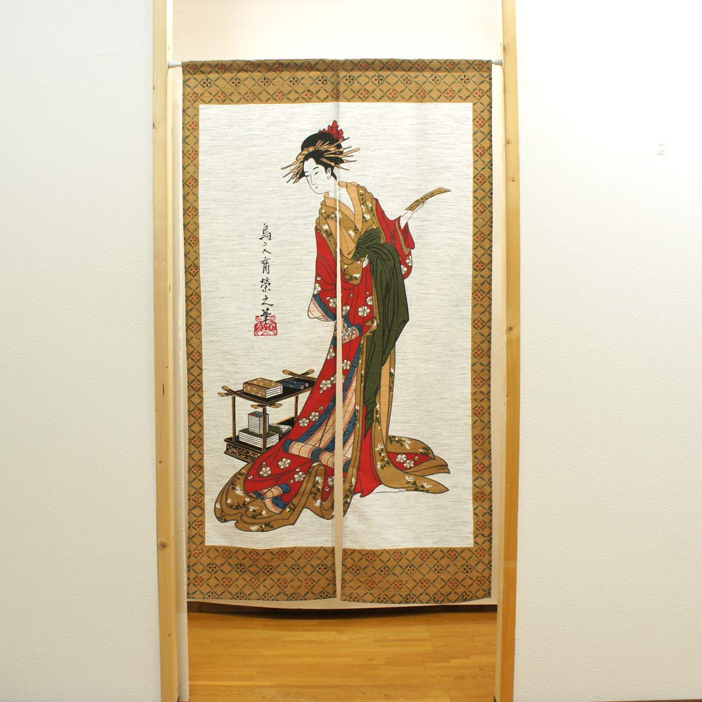 Noren Kobo Traditional 85cm Wide x 150cm Mohair 3027 Noren, Ukiyo-e Japanese-style Tapestry, Half-length Curtain, Design, Long, Fabric,
